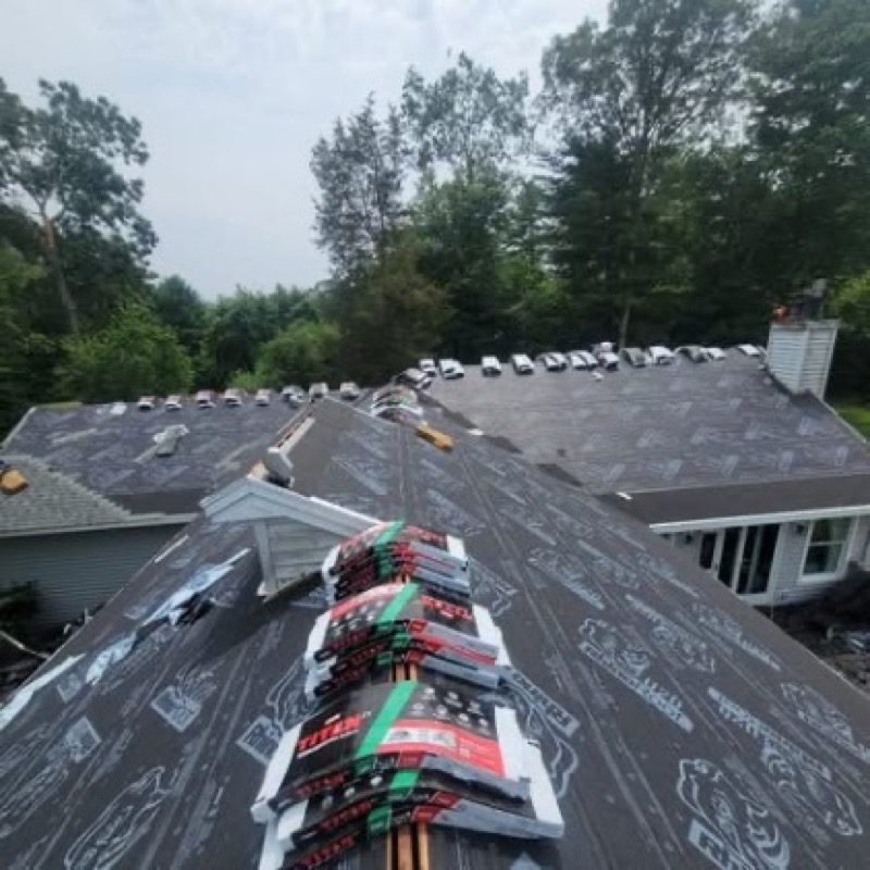 Shingle bundles being laid